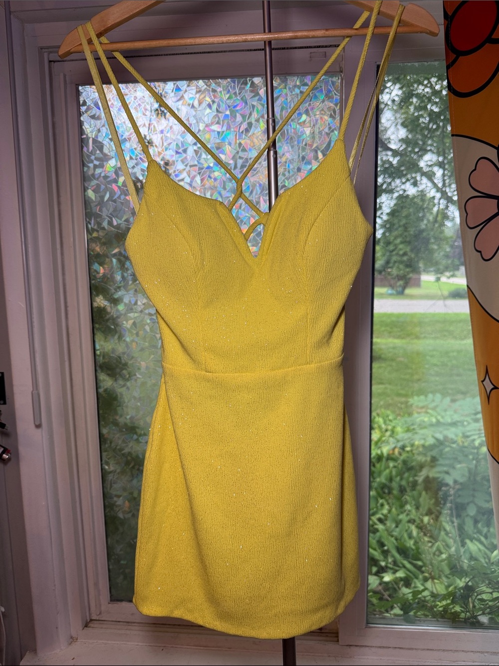 Macy's Bright Yellow Strappy Mini Dress